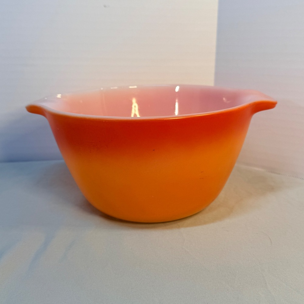 Vintage Fire-King Anchor Hocking Orange Ombre Milk Glass Mixing Bowl 7.5 Inch